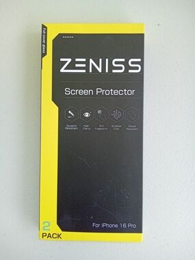 Zeniss iPhone 16 Pro Screen Protector 2-Pack Full Cover Tempered Glass New